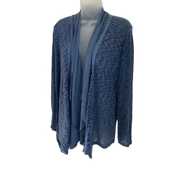 Lungo L'arno Medium Cardigan Sweater Blue Draped Open Front Thin - Picture 8 of 10